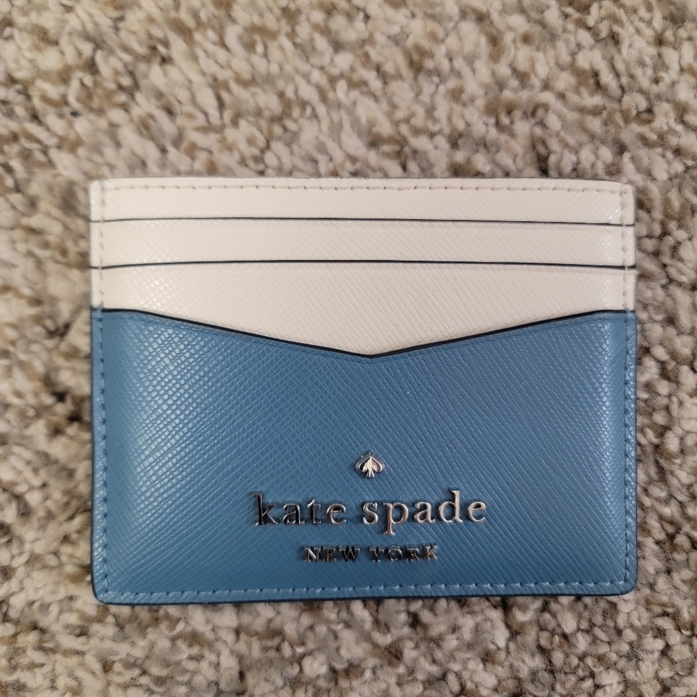 EUC Kate Spade Blue Colorblock Crossbody/Card Wallet - Picture 4 of 4
